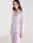 Oliver Black V-Neck Dress Shirt, Lilac Print product photo View 08 S
