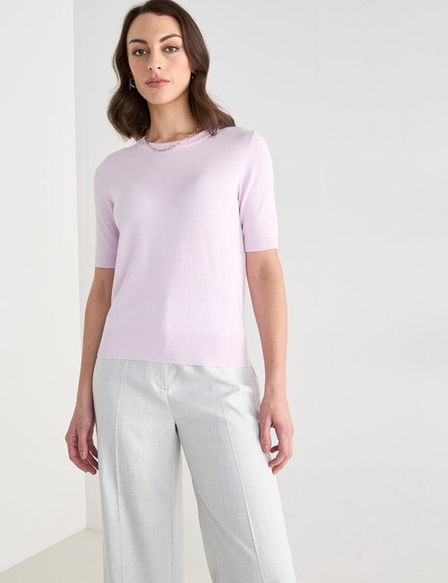Oliver Black Short Sleeve Knit Jumper, Lilac product photo View 05 L
