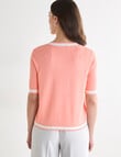 Oliver Black Contrast Trim Cardigan, Coral & Ivory product photo View 02 S
