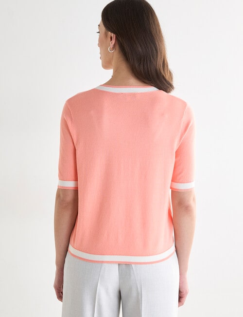 Oliver Black Contrast Trim Cardigan, Coral & Ivory product photo View 02 L