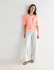 Oliver Black Contrast Trim Cardigan, Coral & Ivory product photo View 03 S