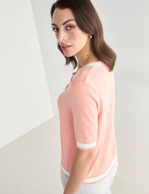 Oliver Black Contrast Trim Cardigan, Coral & Ivory product photo View 06 L