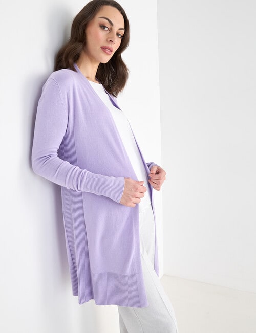 Oliver Black Longline Cardigan, Lilac product photo View 06 L