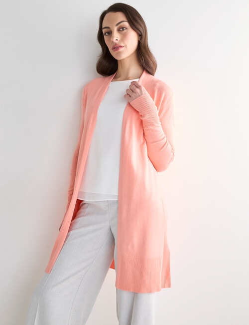 Oliver Black Longline Cardigan, Coral product photo View 07 L