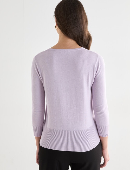 Oliver Black Crew Neck Cardigan, Lilac product photo View 02 L