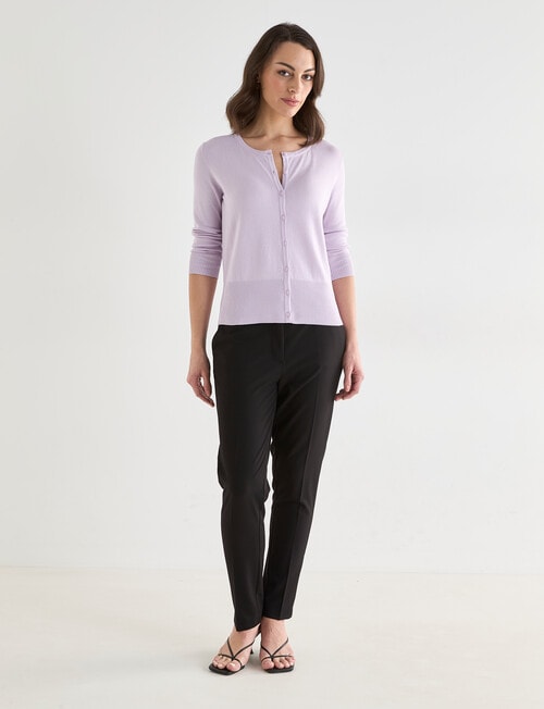 Oliver Black Crew Neck Cardigan, Lilac product photo View 03 L