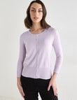 Oliver Black Crew Neck Cardigan, Lilac product photo View 05 S