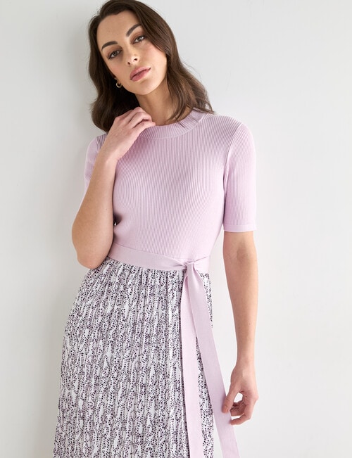 Oliver Black Pleated Dress, Lilac Print product photo