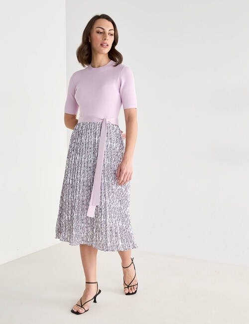 Oliver Black Pleated Dress, Lilac Print product photo View 03 L