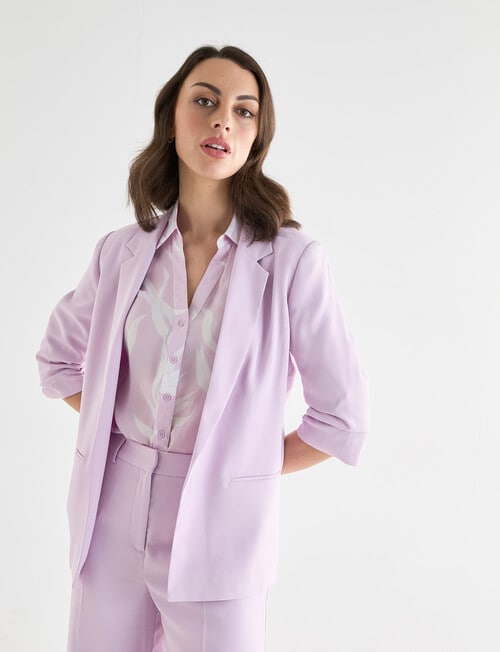 Oliver Black Ruched Sleeve Jacket, Lilac product photo View 07 L
