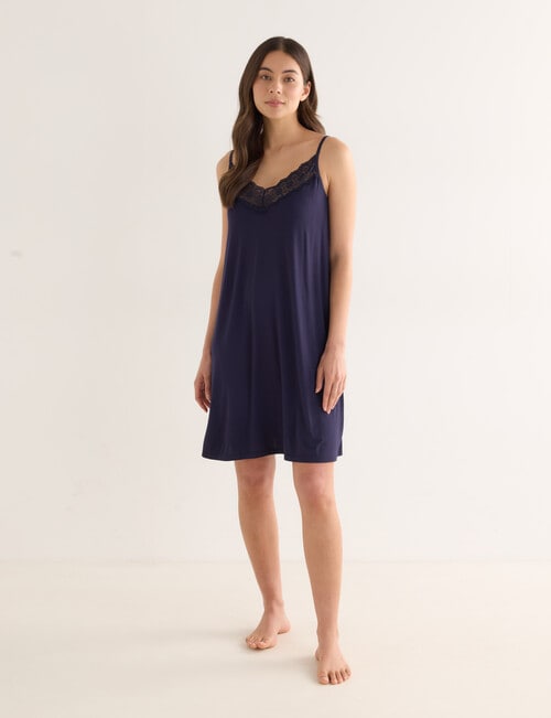 Whistle Sleep Short Lace Cami Nightie, Navy, 8-22 product photo View 03 L
