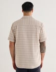 Kauri Trail Textured Stripe Short Sleeve Shirt, Natural product photo View 02 S