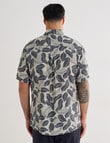 Kauri Trail Print Palm Short Sleeve Viscose Shirt, Tan product photo View 02 S