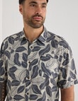 Kauri Trail Print Palm Short Sleeve Viscose Shirt, Tan product photo View 04 S