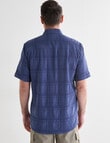 Chisel Cotton Textured Short Sleeve Shirt, Denim Blue product photo View 02 S