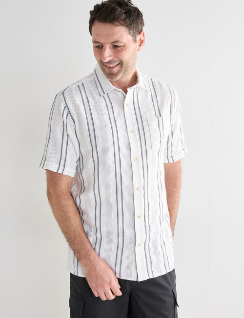 Chisel Vertical Stripe Short Sleeve Shirt, Natural product photo View 04 L
