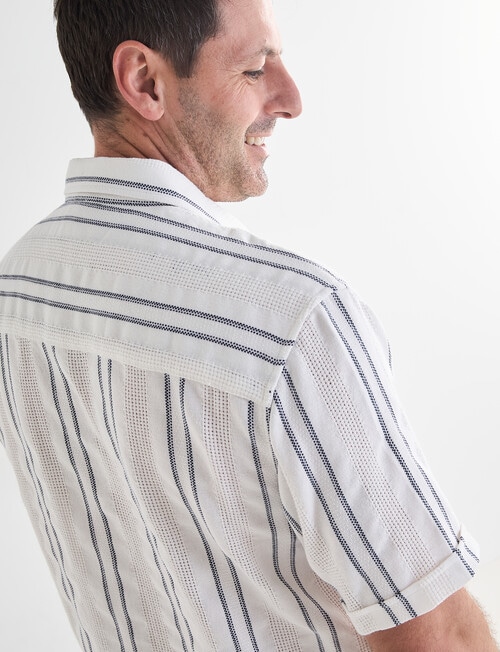 Chisel Vertical Stripe Short Sleeve Shirt, Natural product photo View 05 L