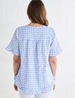 Ella J Gingham Ruffle Hem Top, Blue product photo View 02 S