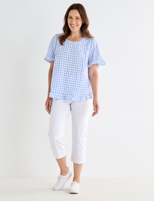 Ella J Gingham Ruffle Hem Top, Blue product photo View 03 L