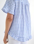 Ella J Gingham Ruffle Hem Top, Blue product photo View 06 S