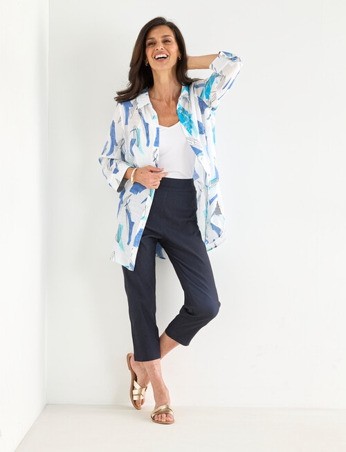 Ella J Painter Print Longline Shirt, White product photo View 03 L