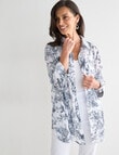 Ella J Sketch Print Longline Shirt, White product photo