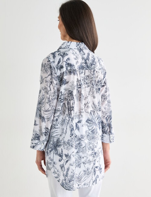 Ella J Sketch Print Longline Shirt, White product photo View 02 L
