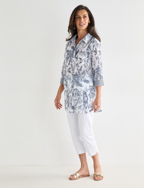 Ella J Sketch Print Longline Shirt, White product photo View 03 L