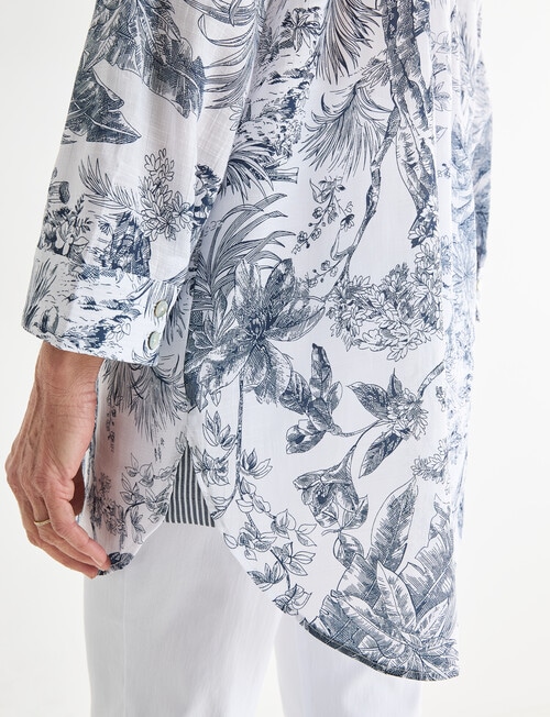 Ella J Sketch Print Longline Shirt, White product photo View 07 L