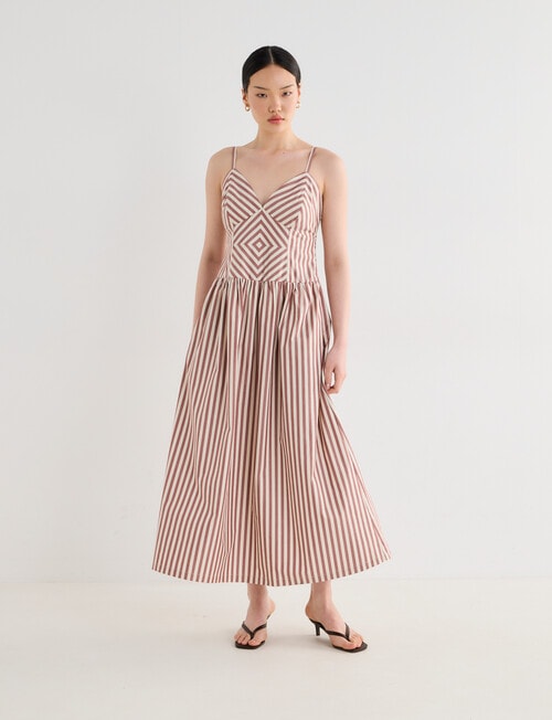 State of play Rhiannon Stripe Paneled Midi Dress, Brandy product photo View 03 L