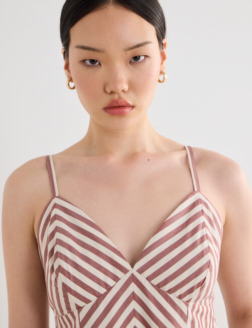 State of play Rhiannon Stripe Paneled Midi Dress, Brandy product photo View 07 L