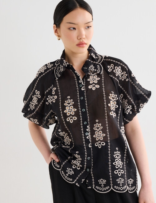 State of play Malina Embroidered Blouse, Black product photo View 04 L