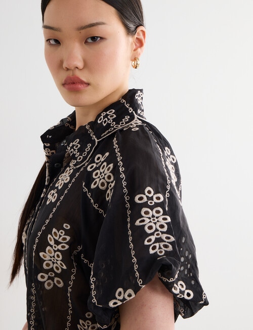 State of play Malina Embroidered Blouse, Black product photo View 07 L