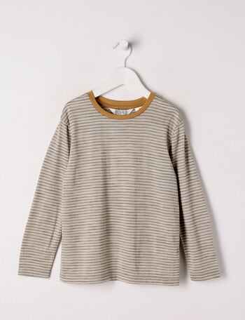 North South Merino Merino Mini Stripe Long Sleeve Top, Grey Marle product photo
