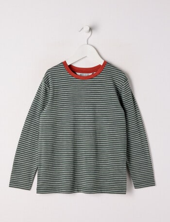 North South Merino Merino Mini Stripe Long Sleeve Top, Khaki product photo