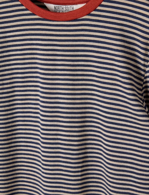 North South Merino Merino Mini Stripe Long Sleeve Top, Navy product photo View 02 L
