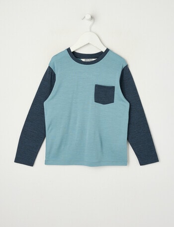 North South Merino Merino Long Sleeve Chest Pocket Top, Lake product photo