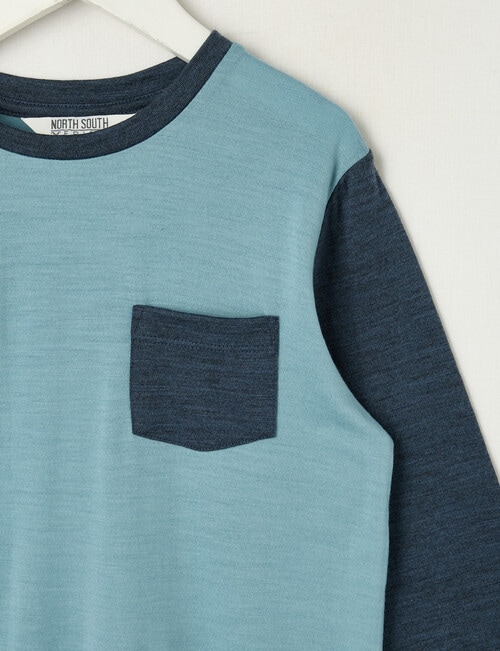 North South Merino Merino Long Sleeve Chest Pocket Top, Lake product photo View 02 L