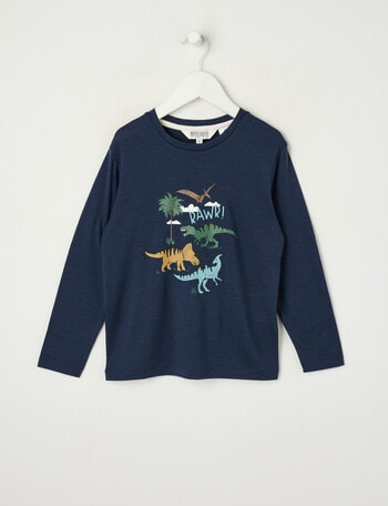 North South Merino Merino Dino Long Sleeve Top, Navy product photo