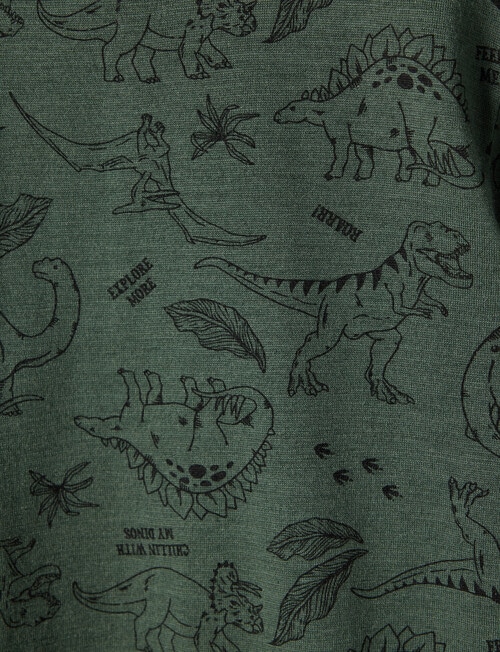 North South Merino All Over Dino Print Merino Long Sleeve Top, Khaki product photo View 02 L
