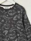 North South Merino Merino All Over Print Dino Long Sleeve Top, Smoke product photo View 02 S