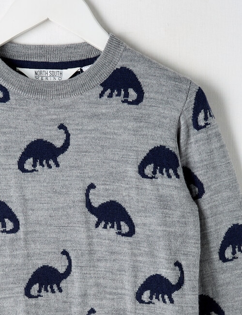 North South Merino Merino Dino Jumper, Grey Marle product photo View 02 L