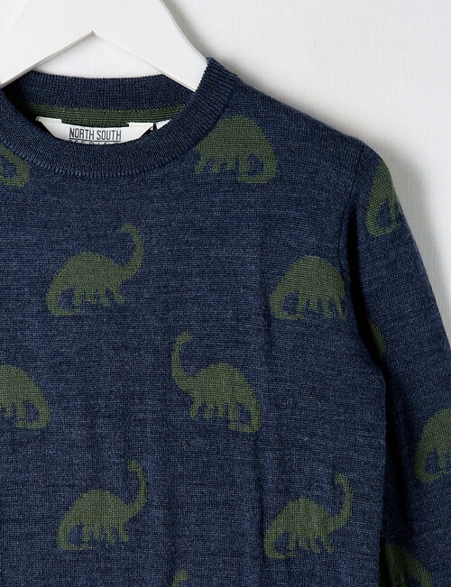 North South Merino Merino Dino Jumper, Denim Marle product photo View 02 L