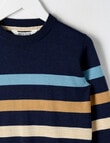 North South Merino Merino Stripe Jumper, Navy product photo View 02 S