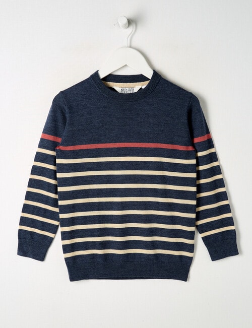 North South Merino Merino Stripe Jumper, Denim Marle product photo