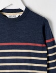 North South Merino Merino Stripe Jumper, Denim Marle product photo View 02 S
