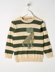 North South Merino Merino Stripe Dino Jumper, Khaki product photo