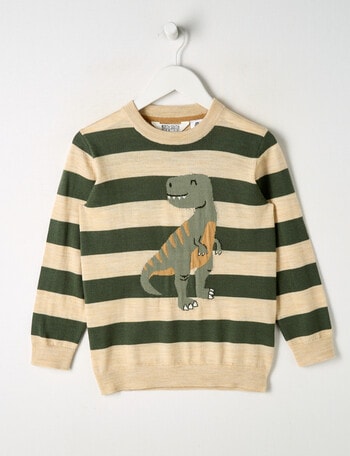 North South Merino Merino Stripe Dino Jumper, Khaki product photo
