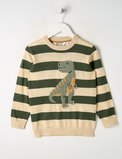 North South Merino Merino Stripe Dino Jumper, Khaki product photo
