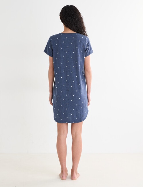 Zest Sleep Palm T-Shirt Nightie, Navy Marle product photo View 02 L